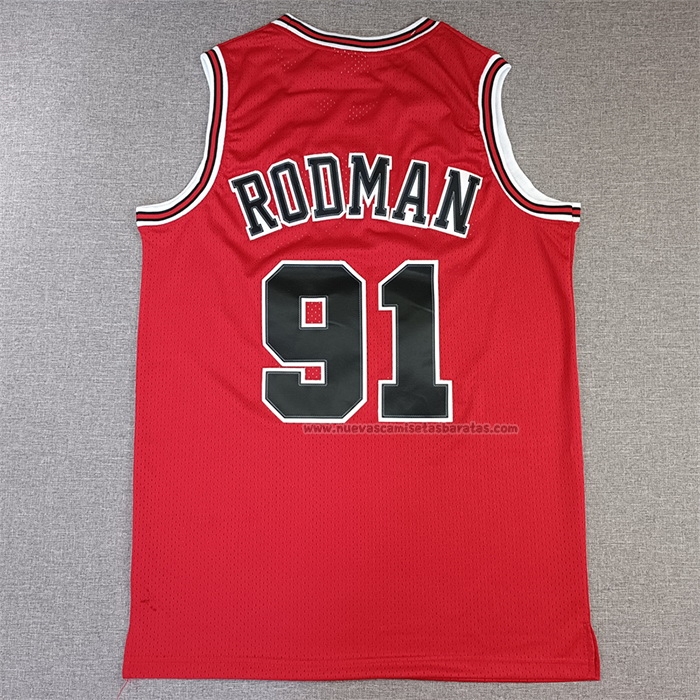 Camiseta Chicago Bulls Dennis Rodman NO 91 Mitchell & Ness 1997-98 NBA Finals Rojo